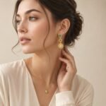 Emerald Zircon Sunflower Drop Earrings, 18K Gold Vintage Texture, Daily Wear Lucky Dainty Jewelry