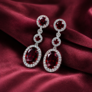 Pigeon Blood Pave Lucky Earrings - Image 2