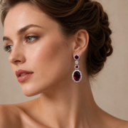 Pigeon Blood Pave Lucky Earrings - Image 4
