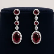 Pigeon Blood Pave Lucky Earrings - Image 3