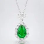 Florence Emerald Pear Halo Necklace