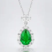 Florence Emerald Pear Halo Necklace