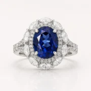 Royal Nocturne 3.76ct Oval Lab-Grown Sapphire Halo Ring