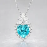 Sea Glass Heart Paraiba Halo Necklace