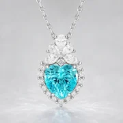 Sea Glass Heart Paraiba Halo Necklace