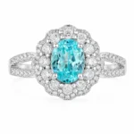 Ocean Halo Paraiba Ring with a 2.4ct blue-green center stone