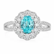 Ocean Halo Paraiba Ring with a 2.4ct blue-green center stone