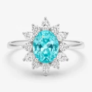 Ocean Crown Paraiba Cocktail Ring with a 4.923ct blue-green center stone