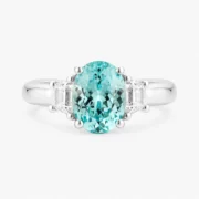 Azure Trinity Paraiba Baguette Ring with a 2.663ct oval center stone