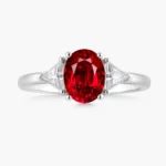 Crimson Devotion emerald cut ruby ring with a 2.21ct red center stone