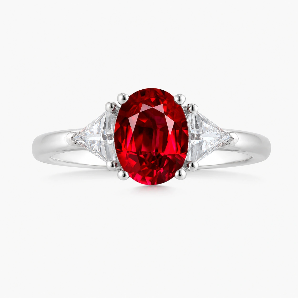 Crimson Devotion emerald cut ruby ring with a 2.21ct red center stone