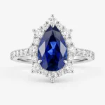 Royal Teardrop pear cut sapphire ring with a 3.07ct blue center stone