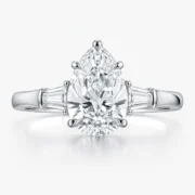 3ct Pear Cut Lab-Grown Diamond Teardrop Ring in White Gold by SIGLO