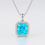 Sky Cushion Paraiba Halo Necklace