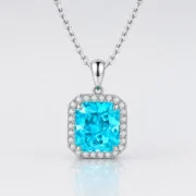 Sky Cushion Paraiba Halo Necklace