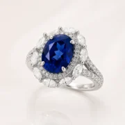 Royal Nocturne 3.76ct Oval Lab-Grown Sapphire Halo Ring - Image 2