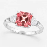 Sunset Dream Padparadscha Three-Stone Ring - Image 2