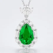 Florence Emerald Pear Halo Necklace - Image 5