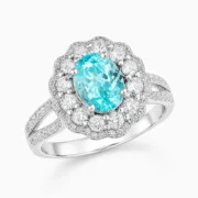Mint Blossom Double Halo Paraiba Ring - Image 4
