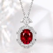 Crimson Devotion Ruby Halo Necklace - Image 4