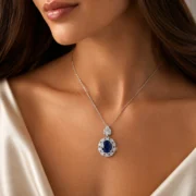Deep Sea Tear Royal Blue Diana Style Necklace - Image 4