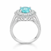 Mint Blossom Double Halo Paraiba Ring - Image 3