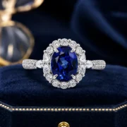 Royal Blue Halo Ring - Image 4