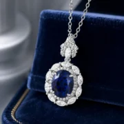 Deep Sea Tear Royal Blue Diana Style Necklace - Image 3