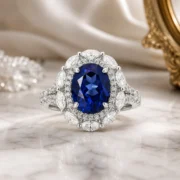 Royal Nocturne 3.76ct Oval Lab-Grown Sapphire Halo Ring - Image 3
