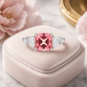 Sunset Dream Padparadscha Three-Stone Ring - Image 4