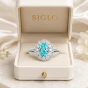 Mint Blossom Double Halo Paraiba Ring - Image 5