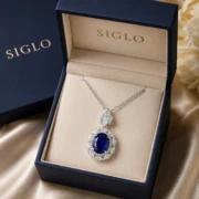 Deep Sea Tear Royal Blue Diana Style Necklace - Image 2