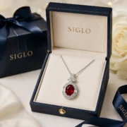 Crimson Devotion Ruby Halo Necklace - Image 2