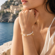 Baroque Pearl Metal Chain Bracelet With Star Charm (Gold Plated Vintage French Style) - Image 4