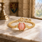 Rose Horizon · Gemstone Pink Crystal Woven Court Bracelet - Image 4
