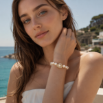 Moonlit Pearls · Pave Clasp Champagne Pearl Bracelet