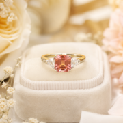 Sunset Dream Padparadscha Three-Stone Ring - Image 4