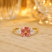 Sunset Dream Padparadscha Three-Stone Ring - Image 2