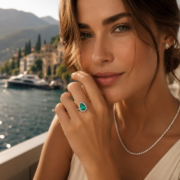 Florence Emerald Pear Halo Ring - Image 2