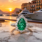 Florence Emerald Pear Halo Ring