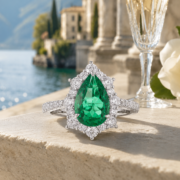 Florence Emerald Pear Halo Ring - Image 3