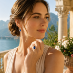 Deep Sea Tear Sapphire Pear Halo Ring
