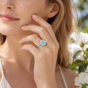 Sky Paradise Paraiba Diana Style Ring - Image 4