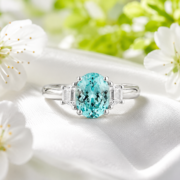 Shallow Sea Echo Paraiba Baguette Three-Stone Ring - Image 6