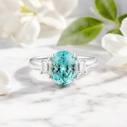 Shallow Sea Echo Paraiba Baguette Three-Stone Ring - Image 2