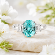 Shallow Sea Echo Paraiba Baguette Three-Stone Ring - Image 3