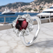 Scarlet Drop Sugarloaf Garnet Cluster Ring - Image 4