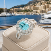 Mint Blossom Double Halo Paraiba Ring - Image 2