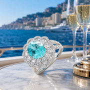 Mint Blossom Double Halo Paraiba Ring - Image 4