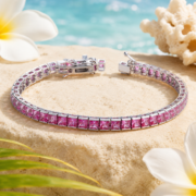 Purple Twilight Gradient Sapphire Tennis Bracelet - Image 2